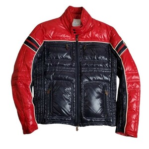 MONCLER モンクレール 【men1837D】 CANTON ロゴワッペン WZIP ライダースダウンジャケット メンズ 1 レッド ネイビー ハンガリー製 HC