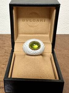 名作！【BVLGARI】Chandra ring ブルガリ チャンドラ リング ペリドット K18YG×陶器の融合！コレクションに。