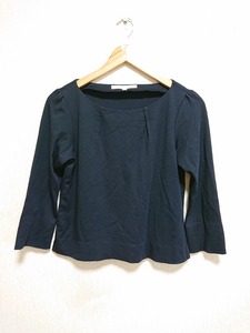 NATURAL BEAUTY ナチュラルビューティーカットソー 7分袖 ストレッチ素材 ネイビー系 婦人服 トップス SIZE：36