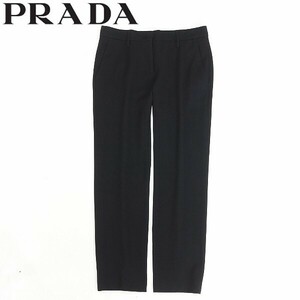 国内正規品◆PRADA プラダ ウール テーパード パンツ 黒 ブラック 40