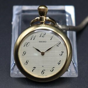 SEIKO セイコー ペンダントウォッチ 2220-0580 手巻き 絹目文字盤 ASGPケース 推定1975年 亀戸 SEIKO革ケース付 アンティーク 小型懐中時計