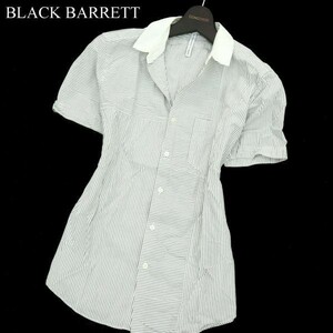 BLACK BARRETT ブラックバレット ニールバレット 春夏 ストライプ切替★ 半袖 スリム シャツ Sz.1　メンズ　A2T08139_7#A