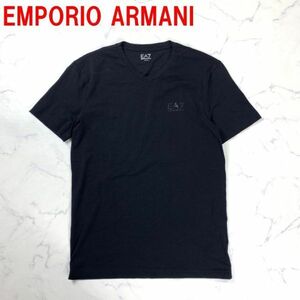 A2674 エンポリオアルマーニ 半袖Tシャツ ブラック 黒 EMPORIO ARMANI コットン 綿 Vネック M