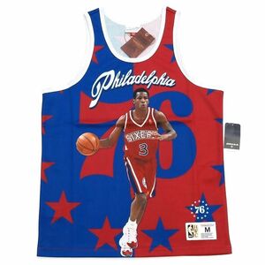 D04387 新品 Mitchell&Ness/アレンアイバーソン タンクトップ 【サイズ：M】 ブルー×レッド NBA 76ers ミッチェルアンドネス