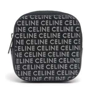 セリーヌ CELINE スクエアパース レザー ブラック ロゴ総柄 小銭入れ 極美品