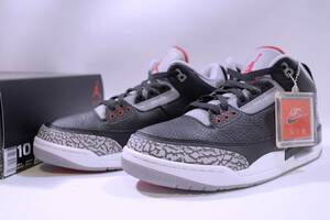 本物/2018年 NIKE AIR JORDAN3 RETRO OG BLACK CEMENT黒灰 US10/28cm 1度使用のみ極美品 オリジナル完全復刻 max95 force1 dunk sb supreme