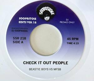 7inch★Beastie Boys Vs MFSB『Check It Out People』★DJ Soopasoul★Mash Up★Funk, Disco, Hip-Hop★45 EP