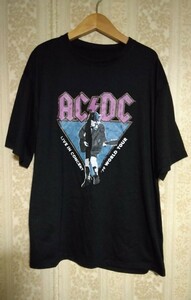 AC/DC LIVE IN CONCERT ’79 WORLD TOUR プリントTシャツ 黒 バンドTシャツ ロックTシャツ