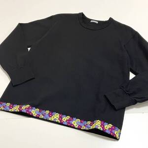 田中オム AD2001 COMME des GARCONS HOMME 裾 花柄 刺繍 長袖 カットソー 黒 コムデギャルソンオム ロンT Tシャツ VINTAGE archive 4070433