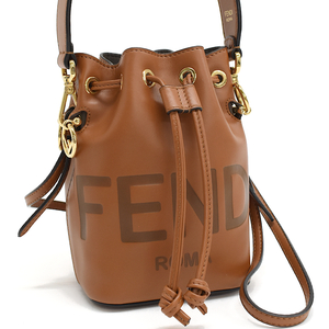 新品同様 フェンディ モン・トレゾール 2way ショルダーバッグ 8BS010 レザー クオイオ ブラウン FENDI