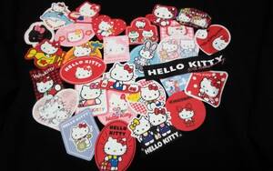 レディース☆HELLOKITTY 50周年!☆ハートシルエット♪キティちゃんいっぱいのイラスト入り黒色半袖Tシャツ(o^―^o)大きいサイズ３Ｌ～４L