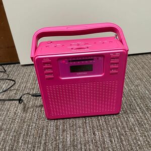 ②オーム電機　ステレオCDラジオ　RCR-400H AM FM ラジオ　ピンク