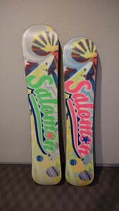 中古 2本 セット ペア SALOMON サロモン ポップスター POPSTAR 150cm 142cm シンクロ 緑 桃 グリーン ピンク 旧モデル 板 ボード ツイン