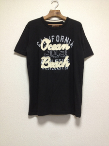 [即決古着]LONGBEACH SURFSTYLE/ロングビーチサーフスタイル/縫い付けTシャツ/半袖/プリント/黒/ブラック/XL