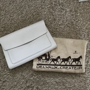 未使用 ビンテージ DELVAUX CREATEUR クラッチ クラッチバッグ 白 保存袋付き シュリンクレザー 革 デルボー デルヴォー ベルギー