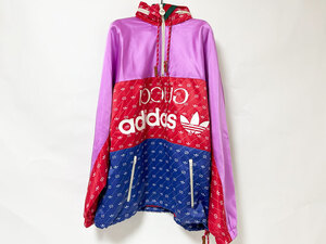 GUCCI adidas グッチ アディダス メンズ ナイロン アセテート ジャケット ブルゾン ハーフジップスウェット ＃48 691429 タグ付き 超美品