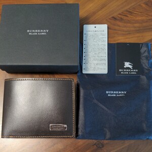 【新品未使用】BURBERRY BLACKELABEL バーバリーブラックレーベル　コインポケット付ウォレット　ナイトホースマーク仕様　ダークブラウン