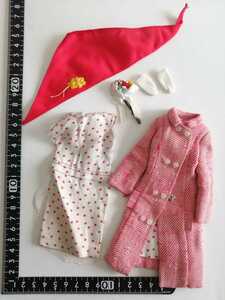 7e8 フランシー ワンピース コート ピンク 花束 手袋 セット ビンテージ 日本仕様 バービー マテル アウトフィット