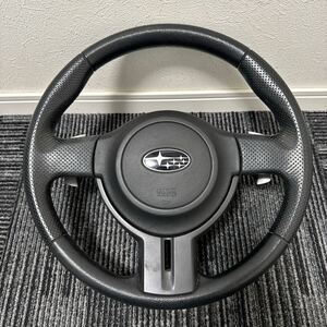 中古 スバル BRZ ZC6 前期 純正 レザー ステアリング パドルシフト ハンドル ホーンパッド エアバッグ インフレーター無し ZN6 86 ハチロク