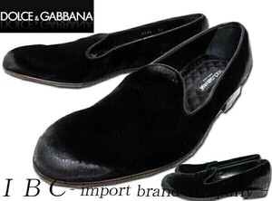 ★DOLCE&GABBANA★ドルチェ＆ガッバーナ★ドルガバ★ベロアレザーシューズ★本革28cm★10★ブラック黒【本物保証】イタカジ★大きいサイズ