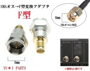 Ω地上デジタルアンテナ SMA（メス)→F型（オス）変換コネクタ　変換プラグ　変換アダプタ　変換　地デジアンテナ用