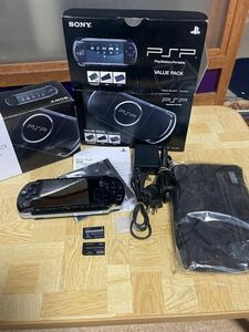 ★ 中古 PSP-3000 本体 ピアノブラック ポーチ バリューパック PlayStation Portable 薄型 ブラック ★