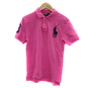 ポロ バイ ラルフローレン Polo by Ralph Lauren ポロシャツ 半袖 ビッグポニー 鹿の子 8 S ピンク 紺 ネイビー /YS6 レディース