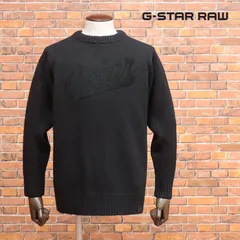 秋冬/G-STAR RAW/Mサイズ/丸首ニット CORE LOGO R KNIT L/S D11753-2340 ラムズウール ミドルゲージ ロゴ 新品/黒/ブラック/jh118/