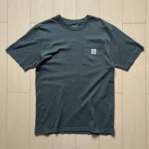 00s carhartt カーハート 半袖Tシャツ ポケT ワンポイント Sサイズ ポケット グリーン