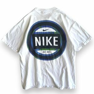 銀タグ★90s NIKE ナイキ 丸ロゴ 半袖 ロゴ プリント コットン Tシャツ S/S 両面プリント ホワイト Vintage ヴィンテージ