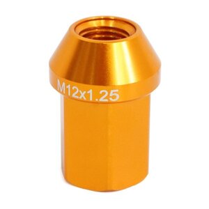 ю 【メール便】 アルミ ホイールナット M12×P1.25 19HEX 35mm 60°テーパー [ 貫通Aタイプ ] 1個 〔 ゴールド 〕 日産/スバル/スズキ