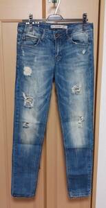 ZARA　TRF　ダメージ加工デニム　PREMIUM　WASH　SLIM　38