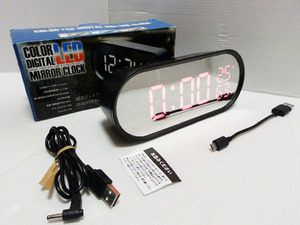 6j2301）COLOR　Degital　LED　Mirror Clock　カラーデジタル　LEDクロック