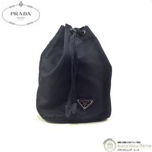 プラダ （PRADA） テスート ナイロン ポーチ ドローストリング コンテナ 巾着 バッグ 化粧 コスメポーチ 1NA369 ブラック（中古）