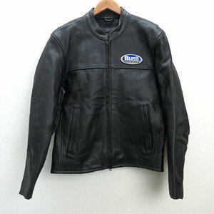 y■06年製■Buell ビューエル Leather Motorcycle Jacket Sライダースジャケット■HD-446/黒【 M 】MENS/135【中古】