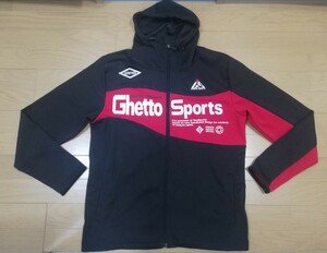 “Ghetto Sports ゲットースポーツ“【 吸汗速乾 フードジャージジャケット】◆Mサイズ　ブラック×レッド