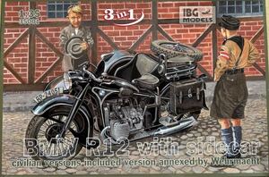 IBG MODELS 1/35スケール ドイツ　BMW R12サイドカー民間型