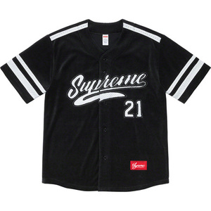 希少★新品本物【黒★XL】★Velour Baseball Jersey ベロア ベースボールジャージ 正規店購入 シュプリーム 限定品 入手困難 Supreme 20A/W