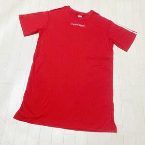 3624☆ CALVIN KLEIN カルバンクライン トップス 半袖Tシャツ クルーネックTシャツ ロング丈 メンズ S レッド