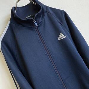 00s Adidas アディダス 3本ライン トラックジャケット パンツ セットアップ ネイビー×ライトグレー - Size M-O