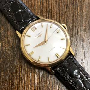 50-60s ビンテージ LONGINES ロンジン ミルキーホワイト 自動巻 純正尾錠ビンテージ アンティーク 