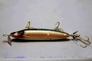 VINTAGE WOODEN LURE HEDDON HEDDONSOS MINNOW #170 1928～ GLASS EYE FLAP LIG（3612-3　）USA MADE #OLDLURE #ARTLURE_VINTAGE 