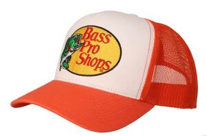 キャップ バスプロショップス bass pro shops cap hat 新品 メッシュキャップ スナップバック 日本未発売 長瀬智也 釣り ホワイト/オレンジ