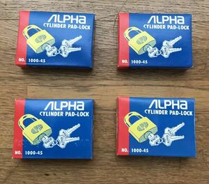 【最安値＆送料無料】【45mm、4個まとめ】ALPHA アルファ 南京錠 ALPHA(アルファ) 南京錠 NO.1000-45 CYLINDER PAD-LOCK シリンダー