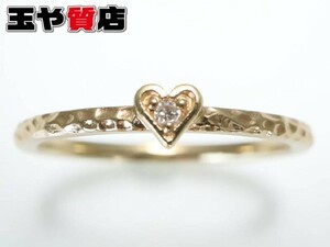 ノジェス ダイヤ0.01ct ハート K10 ピンキーリング 3号