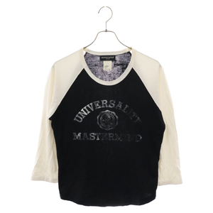 mastermind JAPAN マスターマインドジャパン カレッジスカルロゴプリント ラグランTシャツ ブラック/ホワイト