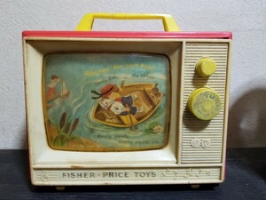 フィッシャープライス　FISHER PRICE TOYS ヴィンテージ テレビ型　　オルゴール　レトロ　玩具　　　GiantScreenMusicBoxTV　USA