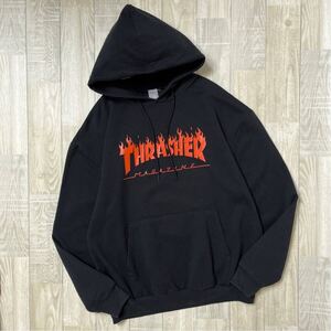 希少 JACKSON MATISSE×THRASHER ジャクソンマティス×スラッシャー Hanesボディ ビンテージ加工 ロゴプリントプルオーバーパーカー L