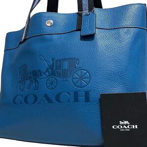 1円～【入手困難品】定価12万円 コーチ COACH トートバッグ ビジネスバッグ ブリーフケース A4 2way レザー メンズ レディース ブルー