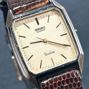 1970年代製 SEIKO セイコー DOLCE ドルチェ 腕時計 6030-5390 クオーツ レクタンギュラー ヴィンテージ 諏訪精工舎 アナログ ゴールド